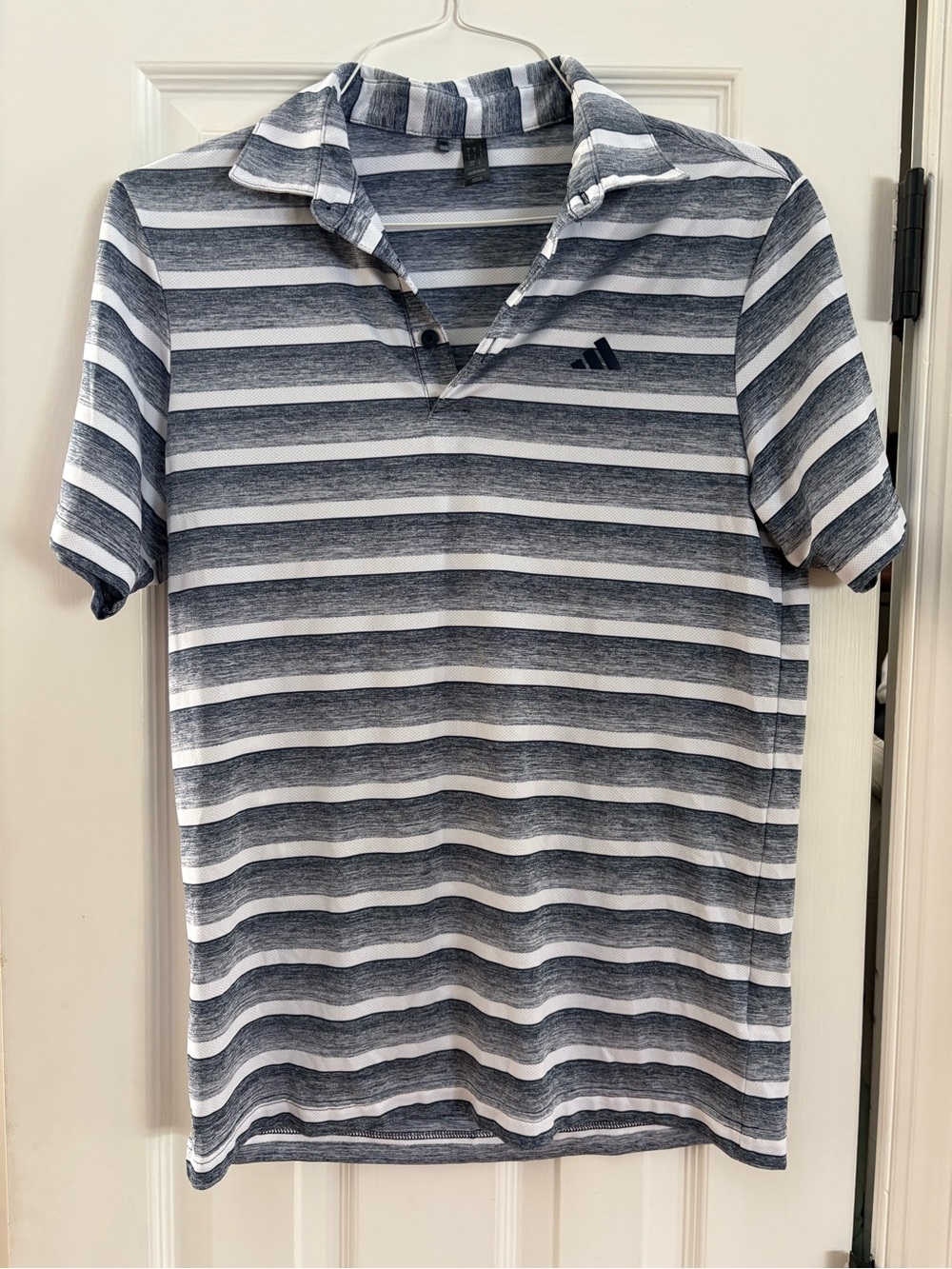 adidas Men’s Blue & White Striped Polo Shirt